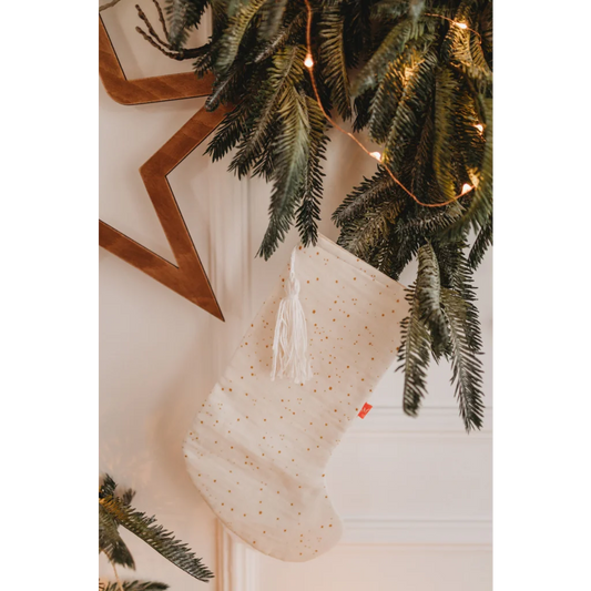 Bio Nikolaus Stiefel Sparkling in Creme Muster Sparkling von kikadu Größe 19x39 cm