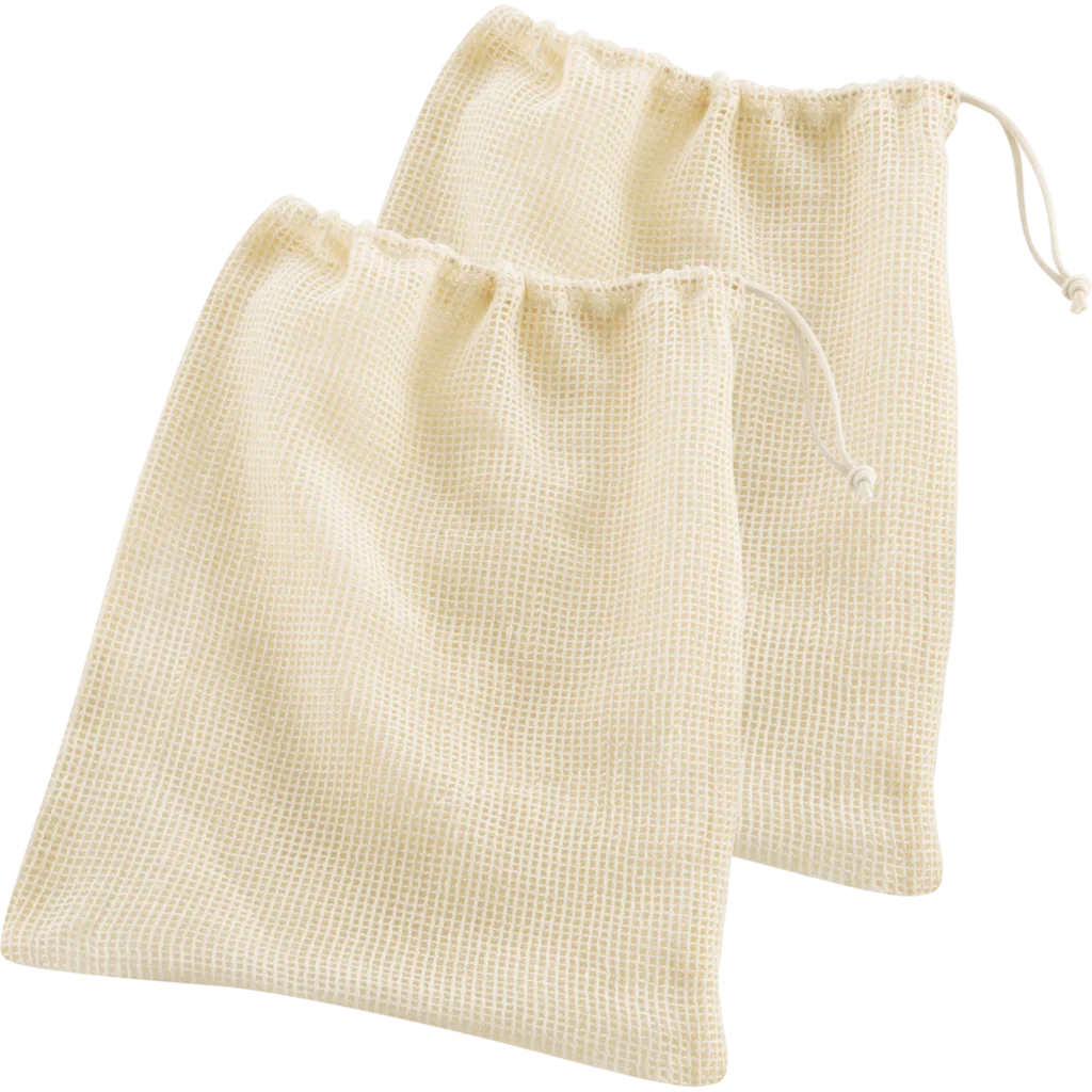 Bio Obst-+Gemüsenetz 2er-Pack in Creme von Living Crafts Größe 28x34 cm