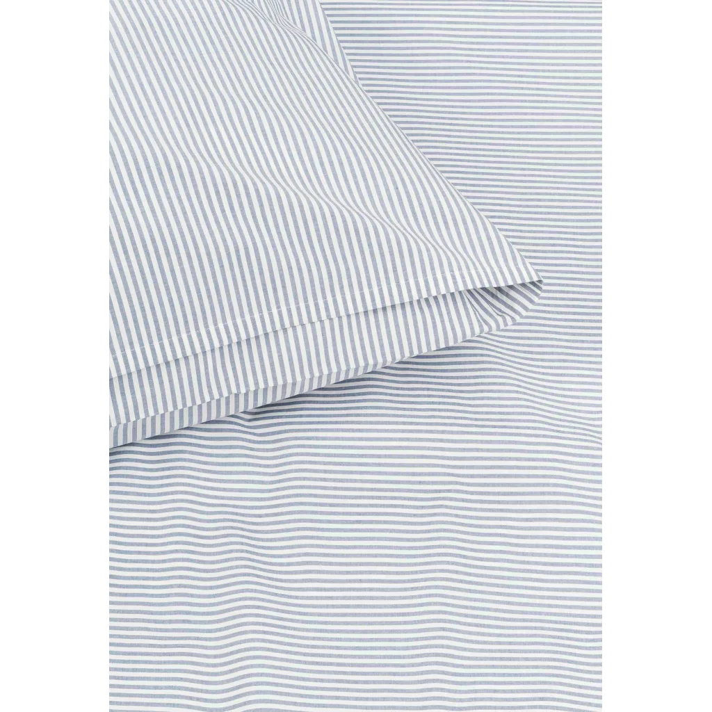 Bio Perkal Bettwäsche Streifen Garnitur in Blau+Weiß Muster Streifen von MELA home Größe 135x200 + 80x80 cm