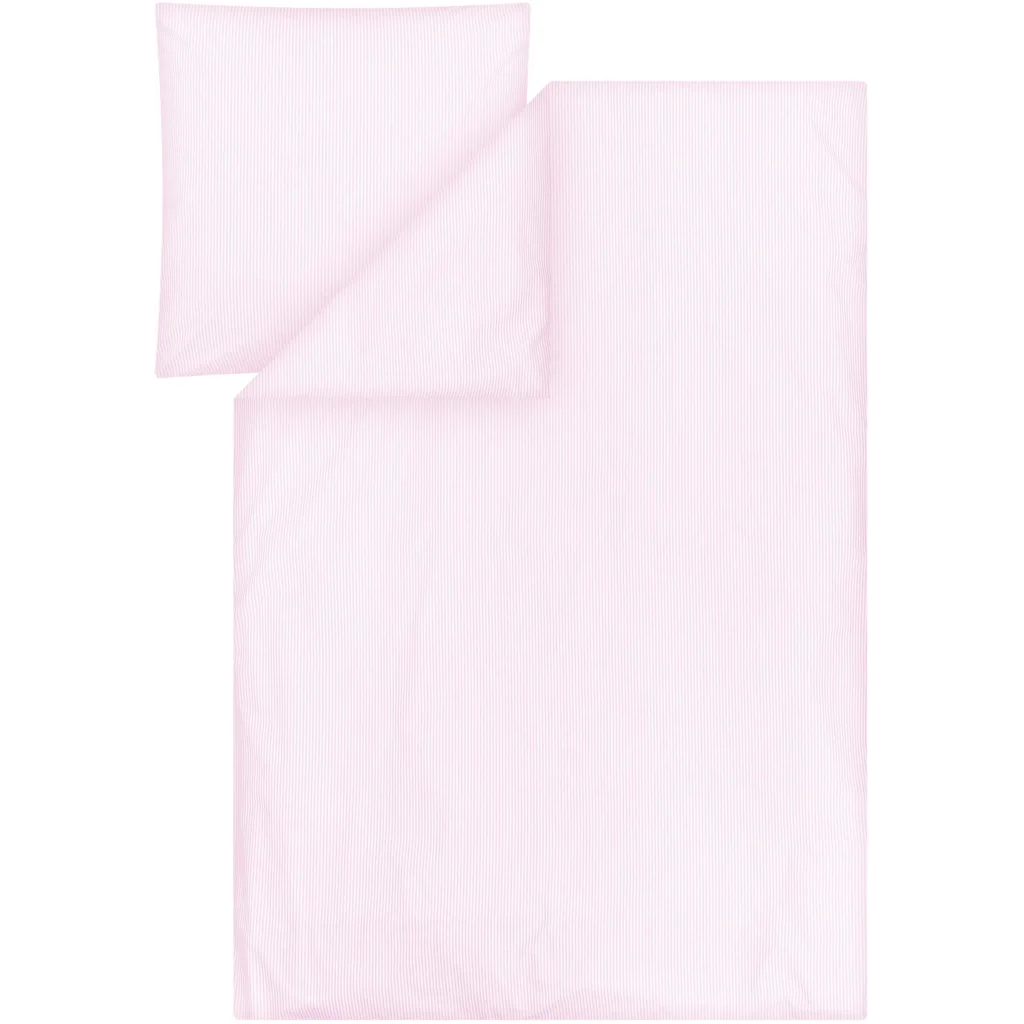 Bio Perkal Bettwäsche Streifen Garnitur in Rosa+Weiß Muster Streifen von MELA home Größe 135x200 + 80x80 cm
