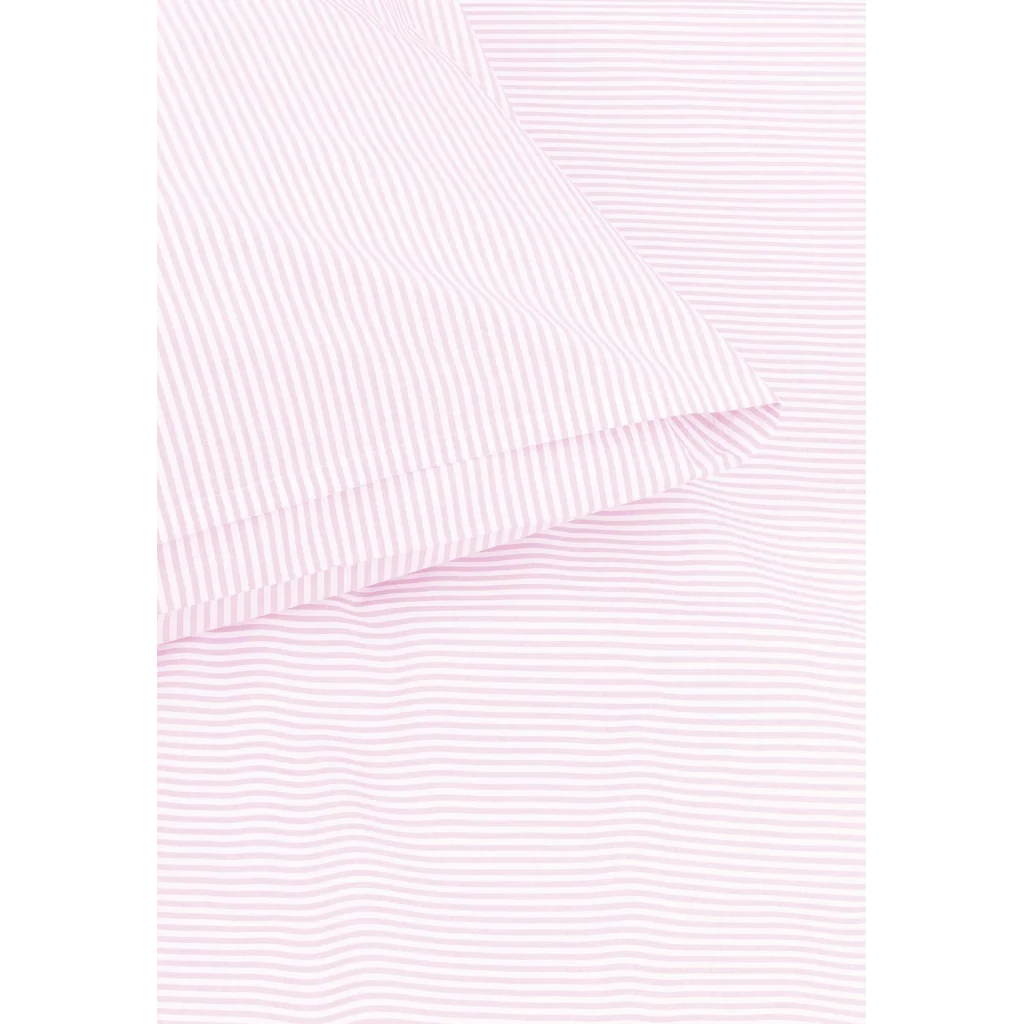 Bio Perkal Bettwäsche Streifen Garnitur in Rosa+Weiß Muster Streifen von MELA home Größe 135x200 + 80x80 cm