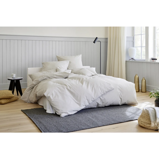 Bio Popeline Bettwäsche Marina Kissenbezug in Beige Muster Marina von Cotonea Größe 40x40 cm