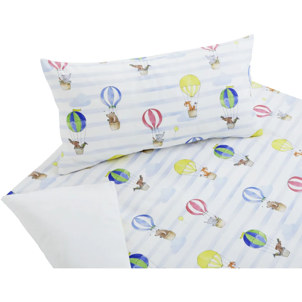 Bio Satin Baby-+Kinder-Bettwäsche Ballone Kissenbezug in Muster Ballone von Cotonea Größe 40x60 cm