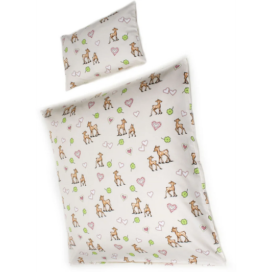 Bio Satin Baby-+Kinder-Bettwäsche Bambi Kissenbezug in Creme Muster Bambi von mudis Größe 30x45 cm