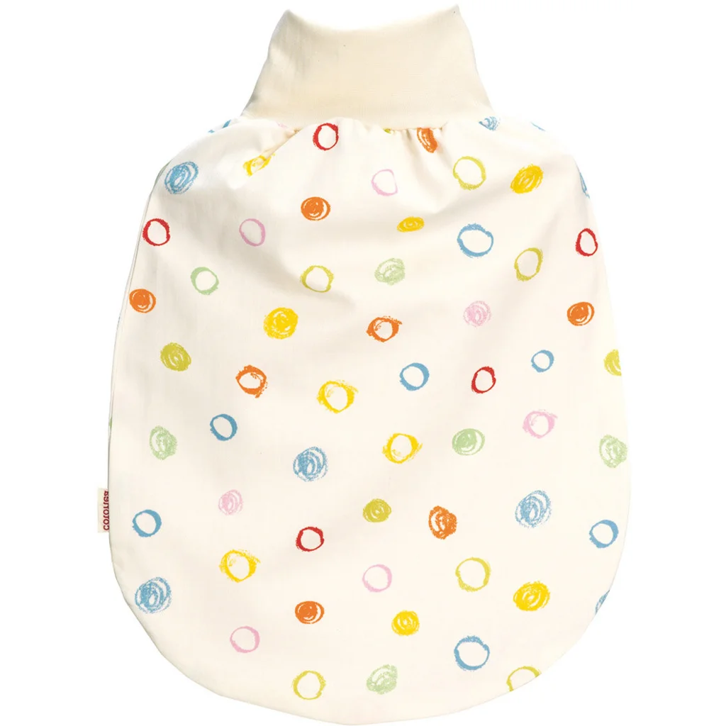 Bio Satin Baby-Strampelsack Kritzelkreise mit Teddyplüschfutter in Muster Kritzelkreise von Cotonea Größe 35x50 cm