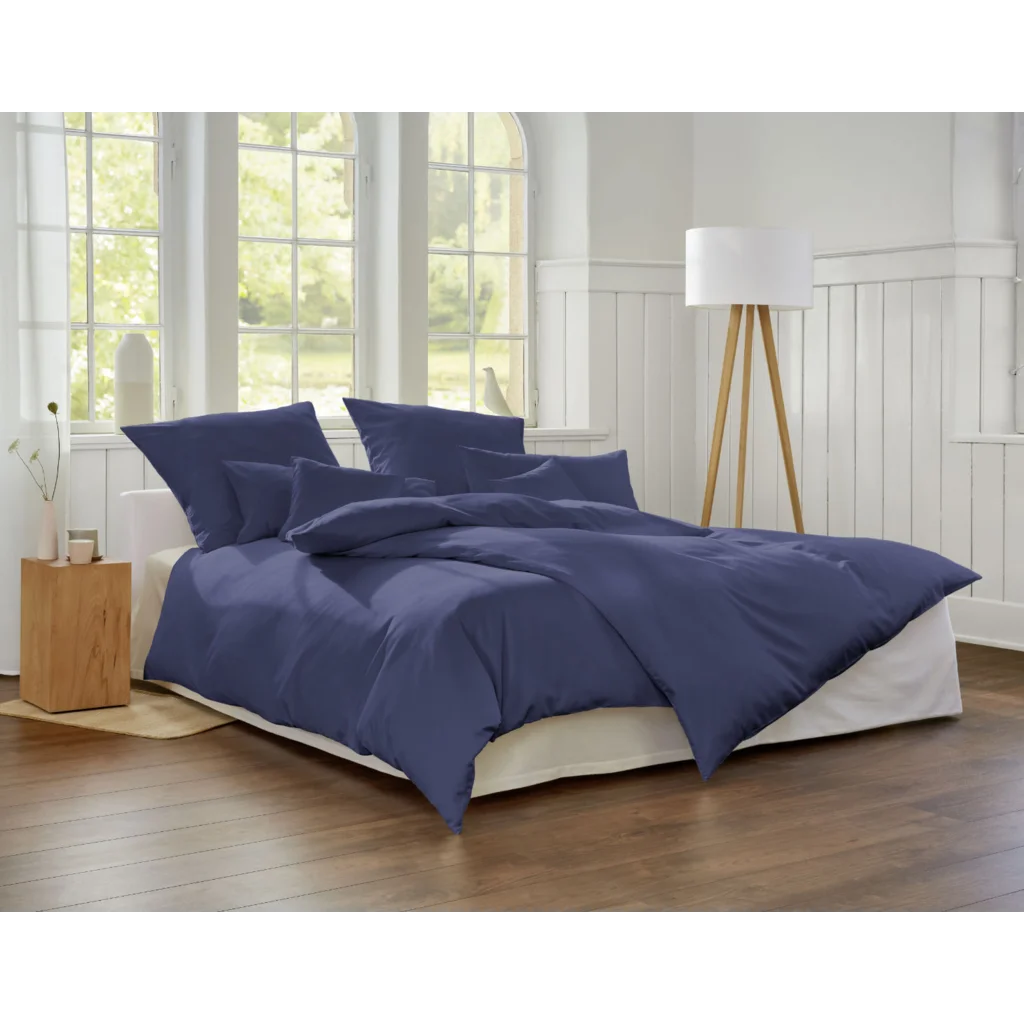 Bio Satin Bettwäsche Classic Kissenbezug in Azurblau Blau von Cotonea Größe 40x40 cm