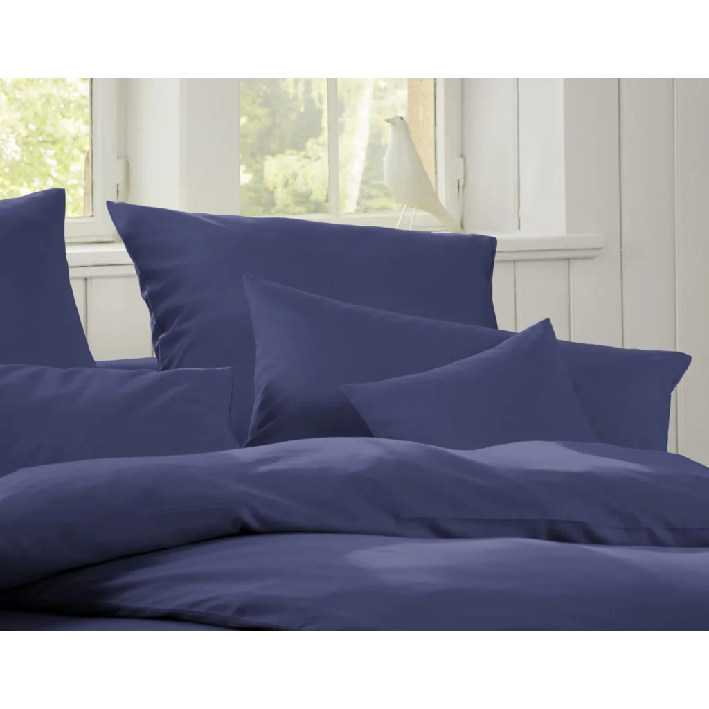 Bio Satin Bettwäsche Classic Kissenbezug in Azurblau Blau von Cotonea Größe 40x40 cm