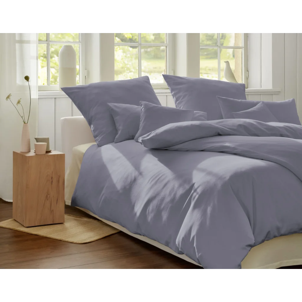 Bio Satin Bettwäsche Classic Kissenbezug in Platin Grau von Cotonea Größe 40x40 cm
