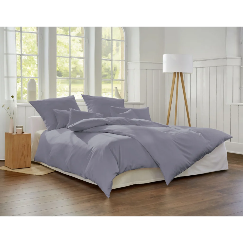 Bio Satin Bettwäsche Classic Kissenbezug in Platin Grau von Cotonea Größe 40x40 cm