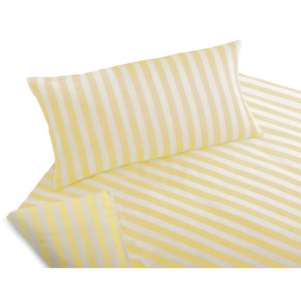 Bio Satin Bettwäsche Lucca Kissenbezug in Beige+Creme Muster Streifen von Cotonea Größe 80x80 cm
