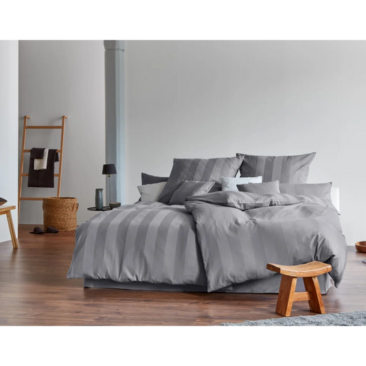 Bio Satin Bettwäsche Superbe Kissenbezug in Platin Grau von Cotonea Größe 40x80 cm