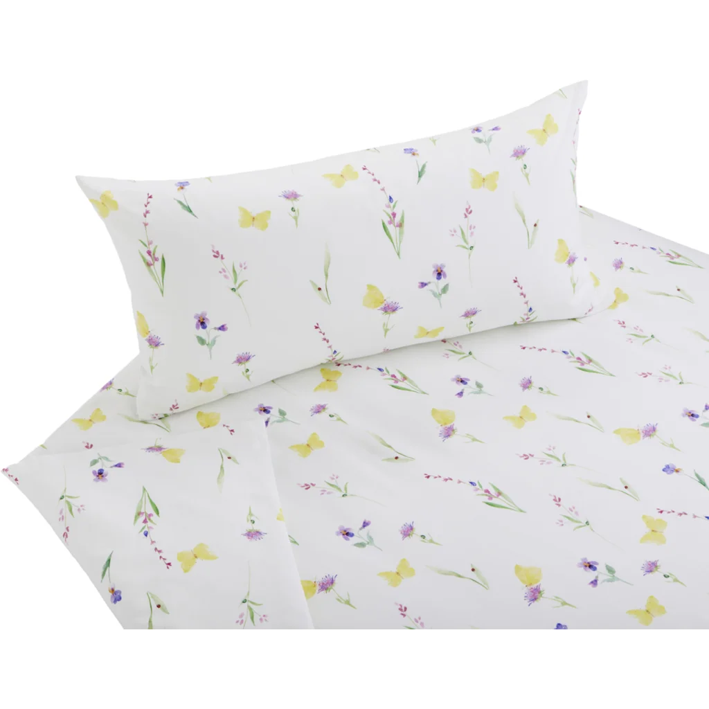Bio Satin Bettwäsche Wiesenglück Kissenbezug in Muster Wiesenglück von Cotonea Größe 40x80 cm