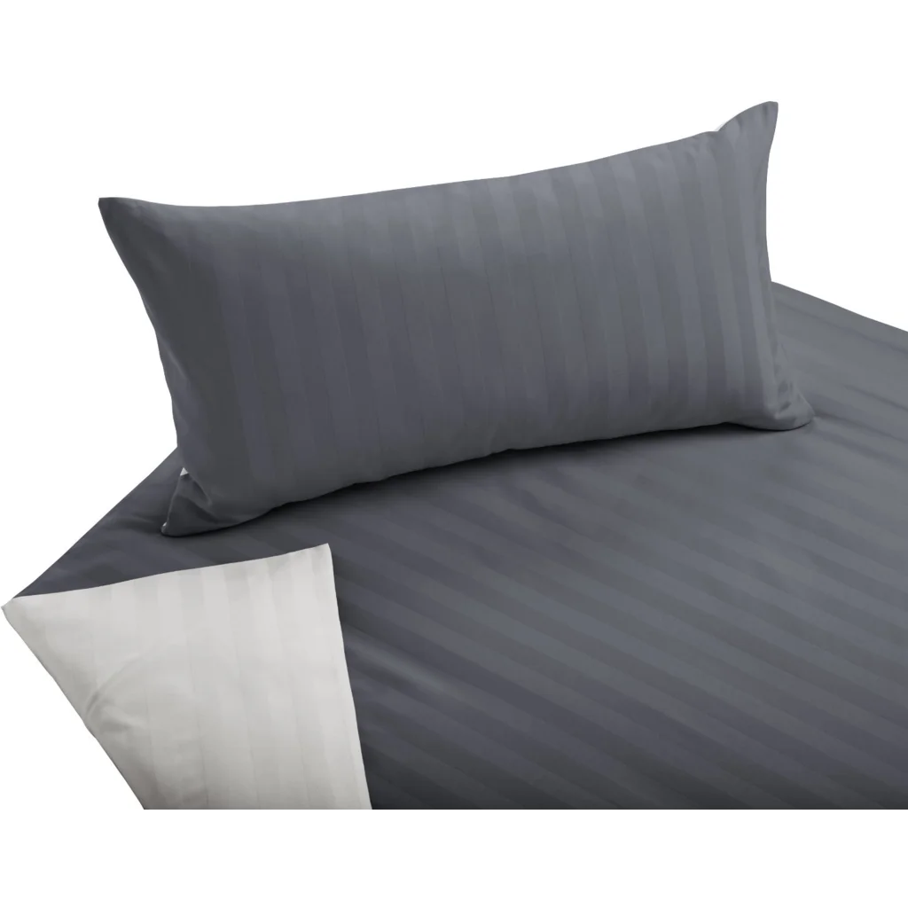Bio Satin Wendebettwäsche Linea Kissenbezug in Anthrazit+Grau Grau von Cotonea Größe 80x80 cm