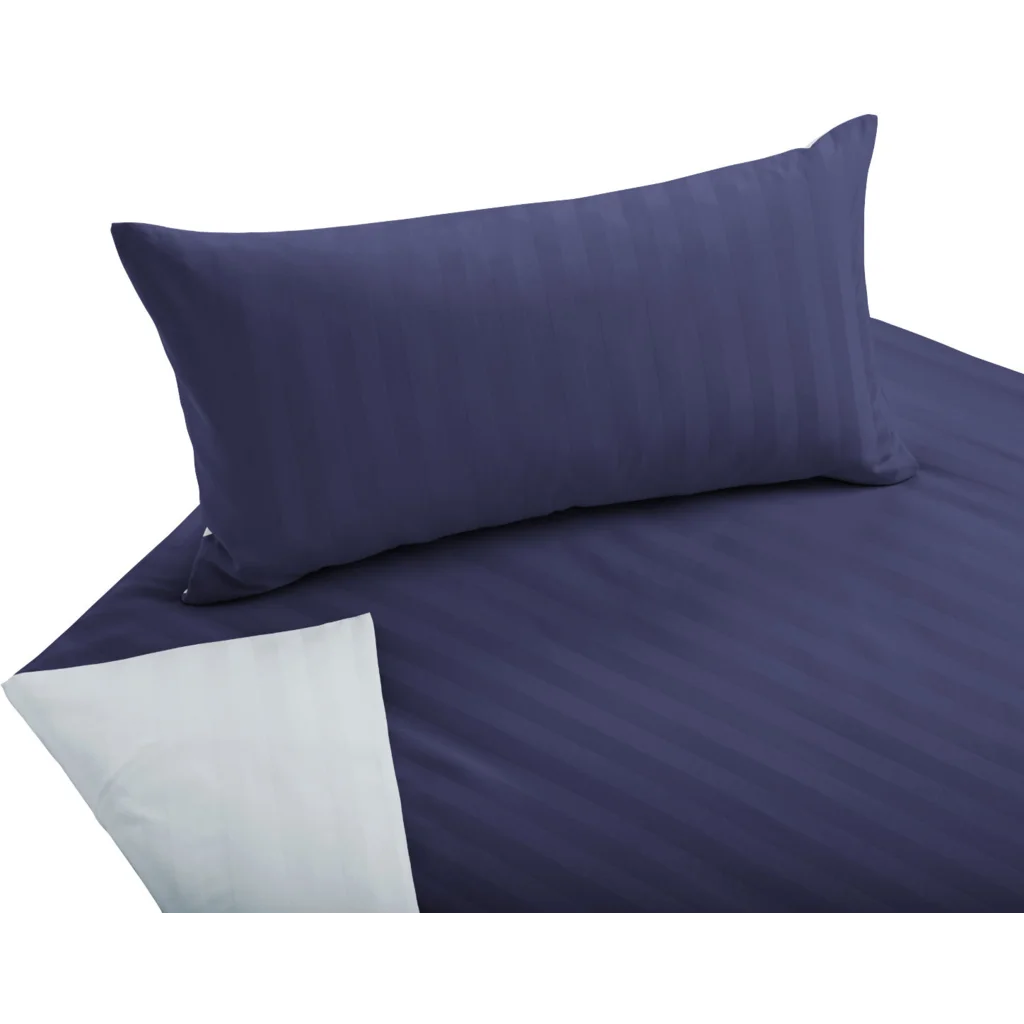 Bio Satin Wendebettwäsche Linea Kissenbezug in Dunkelblau+Hellblau Blau von Cotonea Größe 80x80 cm