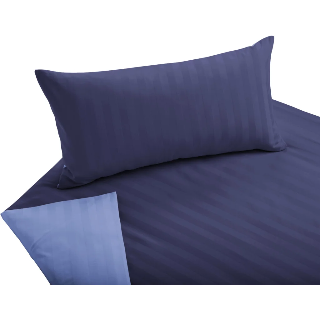 Bio Satin Wendebettwäsche Linea Kissenbezug in Dunkelblau+Lapis Blau von Cotonea Größe 80x80 cm
