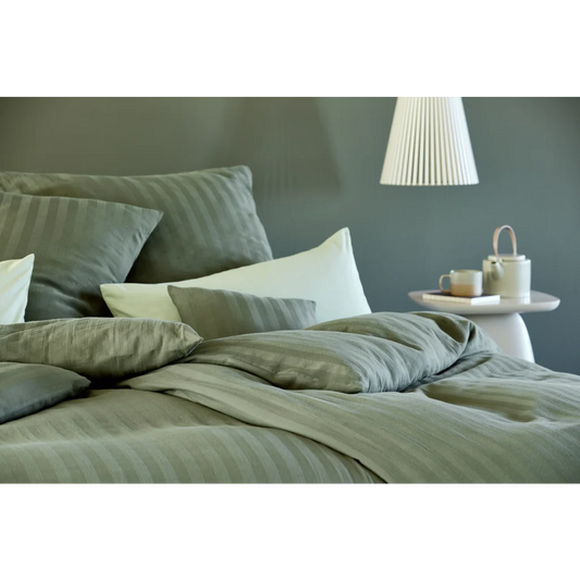 Bio Seersucker Bettwäsche Kissenbezug in Avocado Grün von Cotonea Größe 40x40 cm