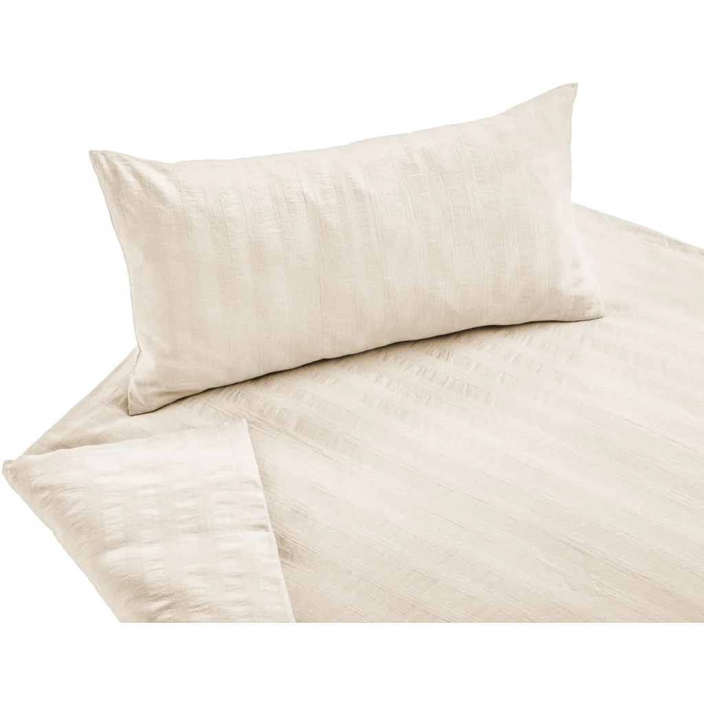 Bio Seersucker Bettwäsche Kissenbezug in Creme von Cotonea Größe 80x80 cm