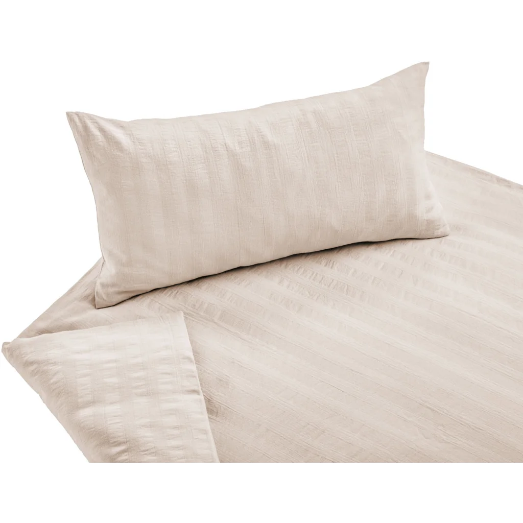 Bio Seersucker Bettwäsche Kissenbezug in Kaschmir Beige von Cotonea Größe 80x80 cm