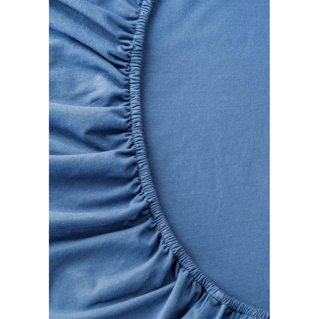 Bio Single-Jersey Spannbettlaken für Boxspringbetten in Übergröße in Blau von MELA home Größe 140-160 x 200 cm