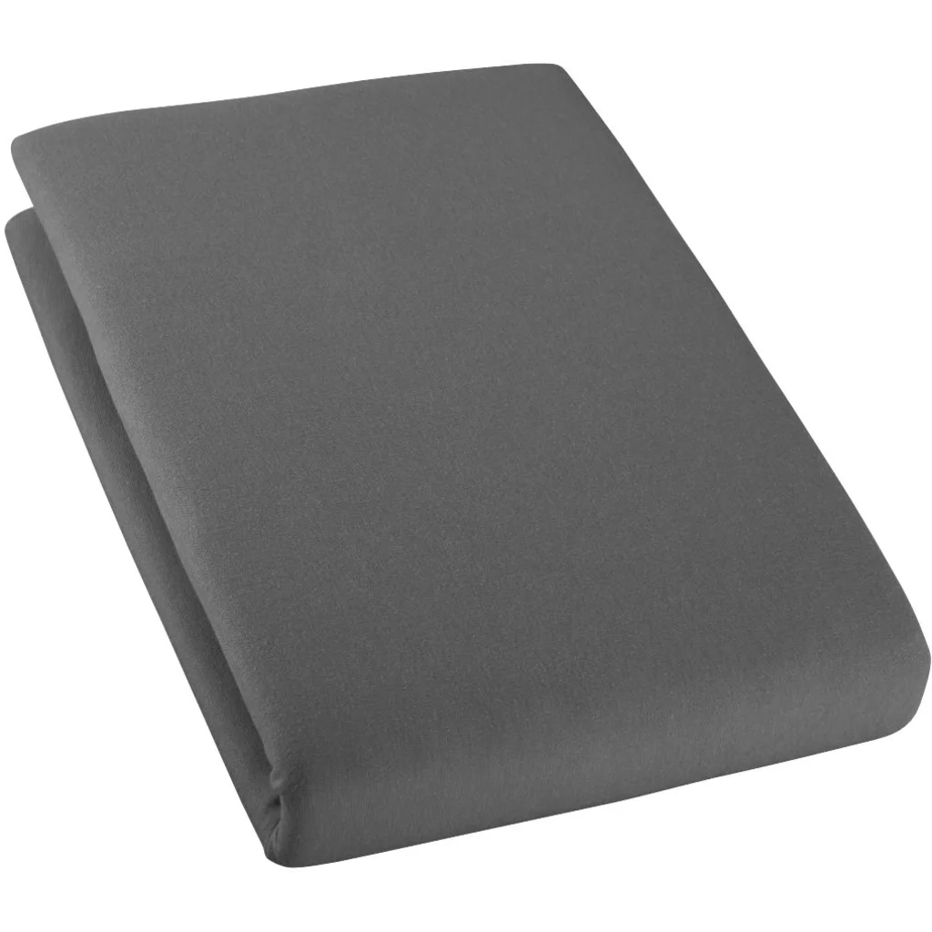Bio Single-Jersey Spannbettlaken für Matratzen in Übergröße und Überlänge in Anthrazit Grau von Cotonea Größe 140-160 x 220 cm