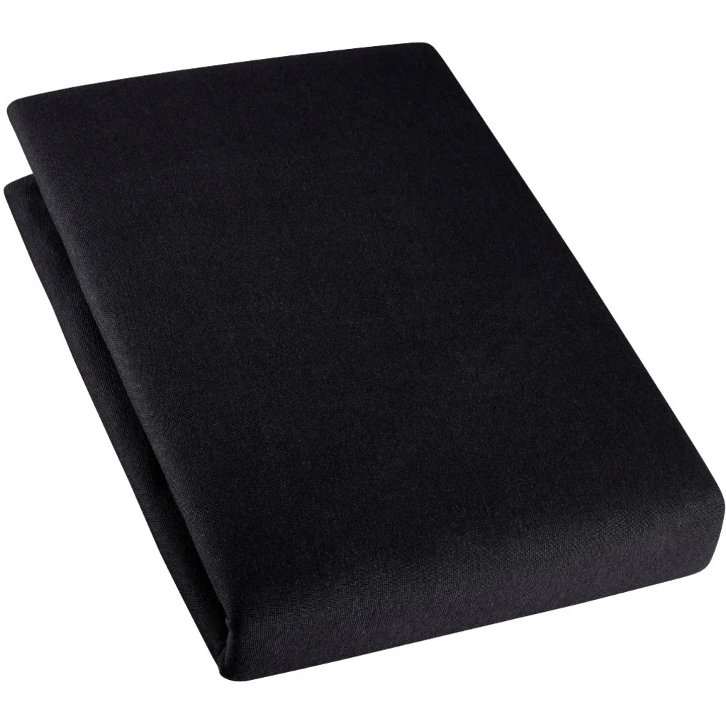 Bio Single-Jersey Spannbettlaken für Matratzen in Übergröße und Überlänge in Schwarz von Cotonea Größe 140-160 x 220 cm