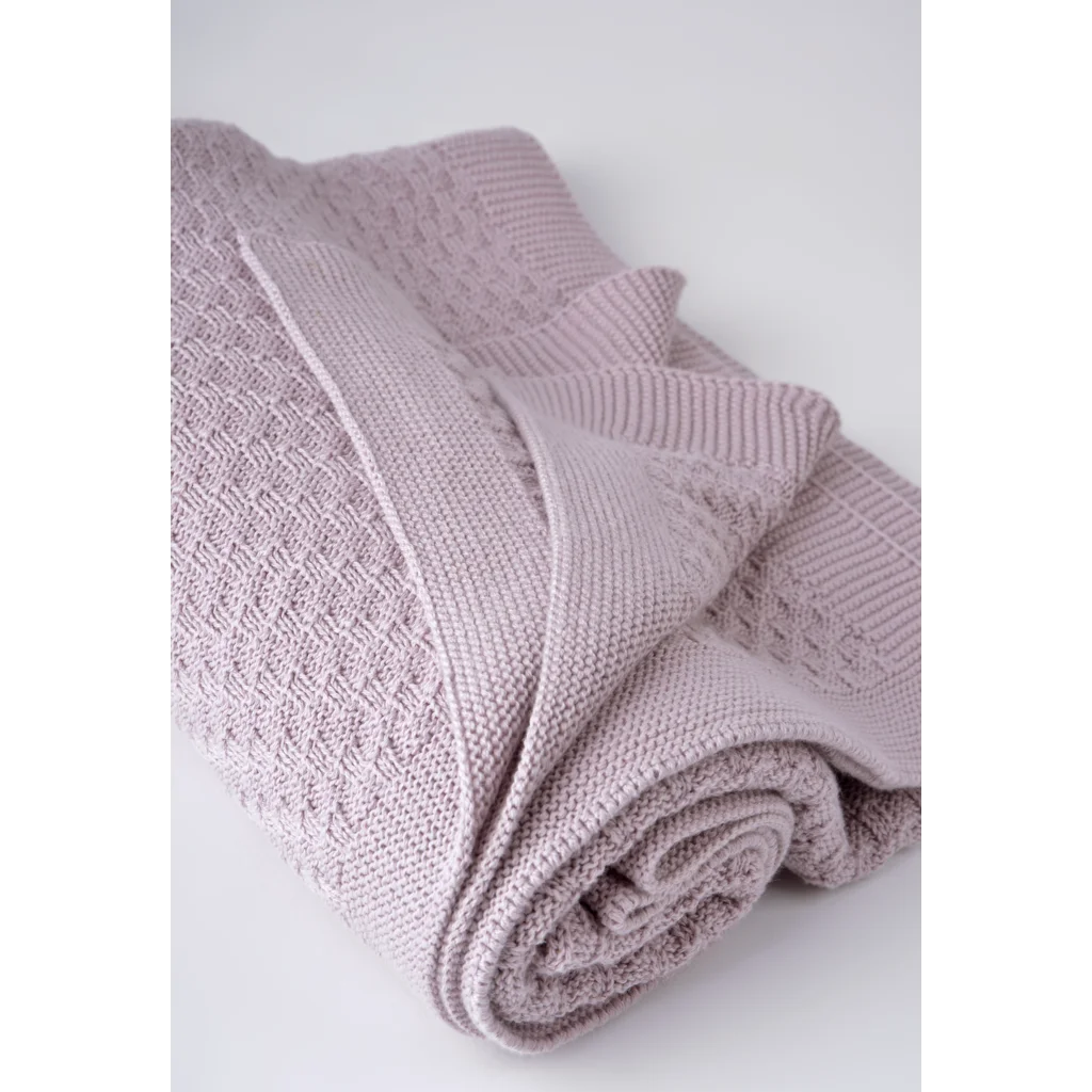 Bio Strick Baby-Decke in Rosé Rosa von kikadu Größe 90x115 cm