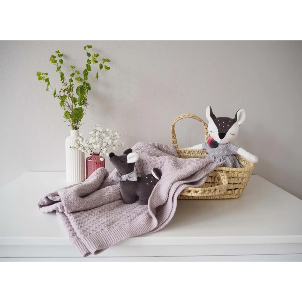 Bio Strick Baby-Decke in Rosé Rosa von kikadu Größe 90x115 cm