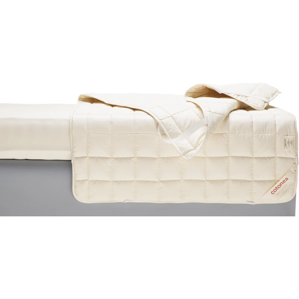 Bio Topper mit Füllung Baumwolle für Matratzen in Standardgröße - Doppelbett in Creme von Cotonea Größe 200x200 cm
