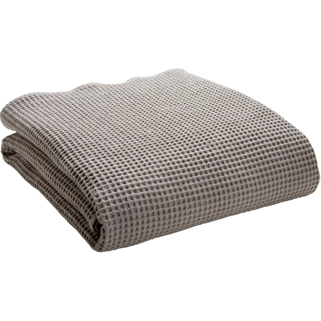 Bio Waffelpiqué Badetuch in Leinen Beige von Cotonea Größe 100x180 cm