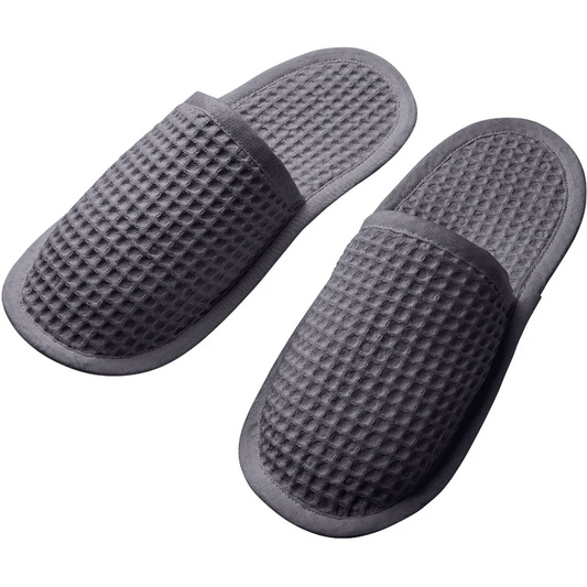 Bio Waffelpiqué Slipper in Anthrazit von Cotonea Größe M (40-41)