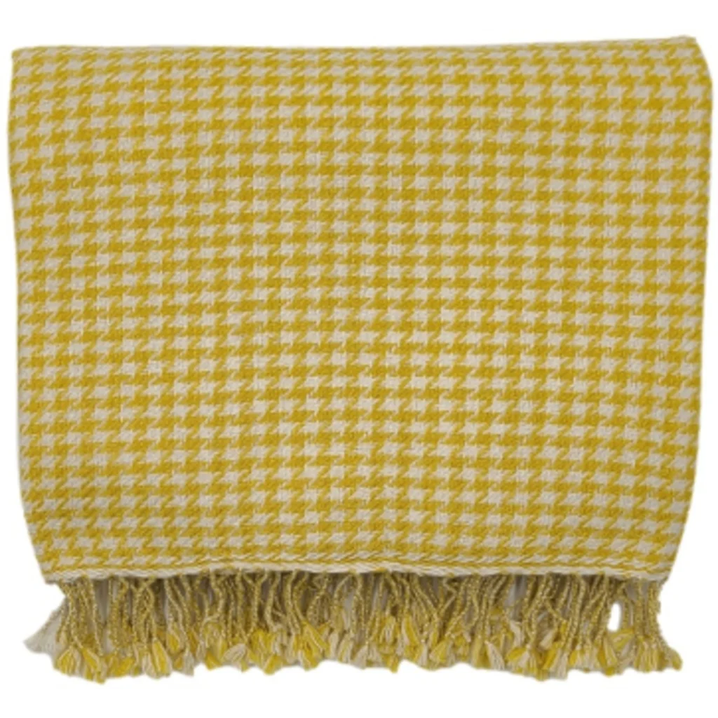 Decke mit Hahnentritt-Muster in Gelb+Weiß Muster Hahnentritt von Frida Feeling Größe 140x200 cm