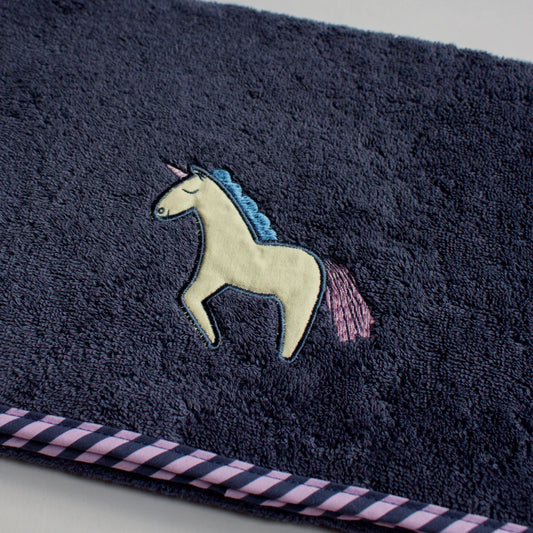 Frottier Handtuch Einhorn in Dunkelblau Blau Muster Einhorn von KATHA covers Größe 50x100 cm