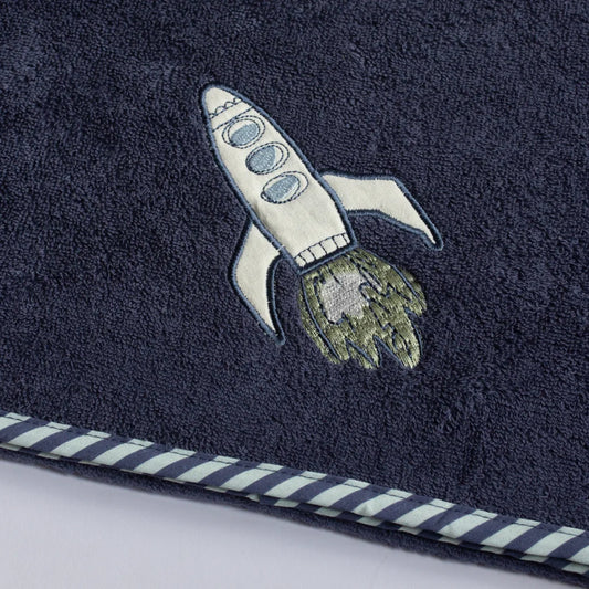 Frottier Handtuch Rakete in Dunkelblau Blau Muster Rakete von KATHA covers Größe 50x100 cm