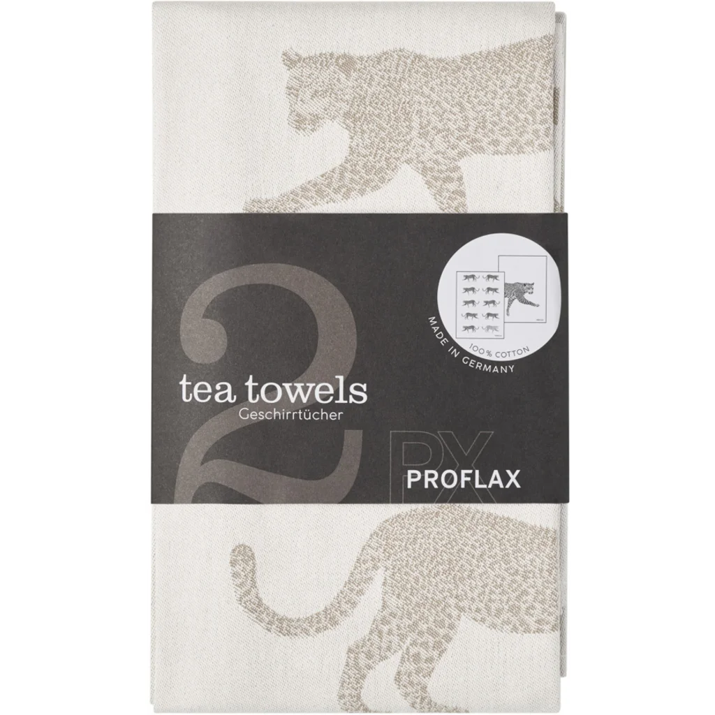 Geschirrtuch Leopard 2er-Pack in Taupe Braun Muster Leopard von Proflax Größe 50x70 cm