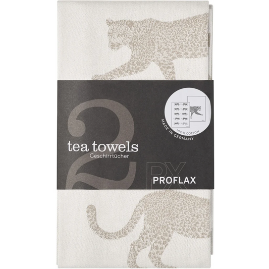 Geschirrtuch Leopard 2er-Pack in Taupe Braun Muster Leopard von Proflax Größe 50x70 cm