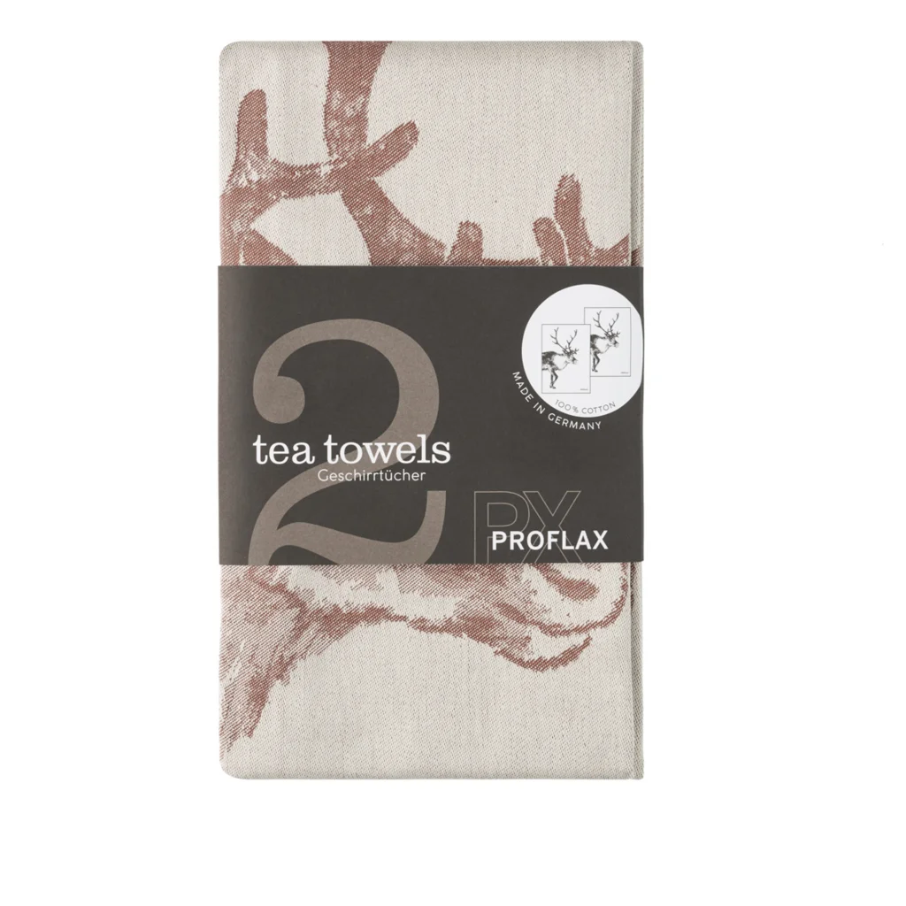 Geschirrtuch Rentier 2er-Pack in Braun Muster Rentier von Proflax Größe 50x70 cm