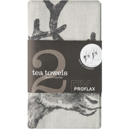 Geschirrtuch Rentier 2er-Pack in Grau Muster Rentier von Proflax Größe 50x70 cm
