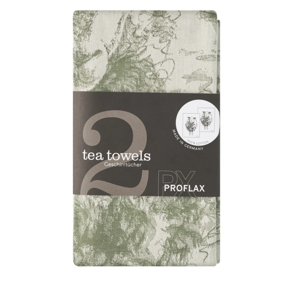 Geschirrtuch Schaf 2er-Pack in Waldgrün Grün Muster Schaf von Proflax Größe 50x70 cm