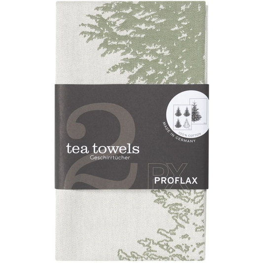 Geschirrtuch Tannenbaum 2er-Pack in Waldgrün Grün Muster Tannenbaum von Proflax Größe 50x70 cm