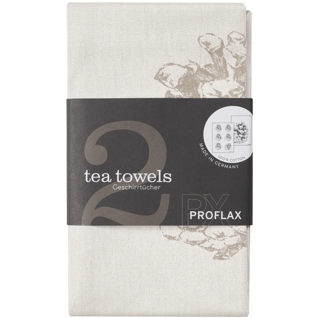 Geschirrtuch Zapfen 2er-Pack in Taupe Braun Muster Zapfen von Proflax Größe 50x70 cm