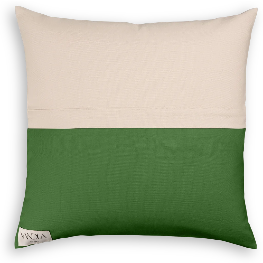 Modulare Kissenhülle Farbkombinationen mit Beige in Beige+Waldgrün Beige+Grün von Vandla design Größe 50x50 cm