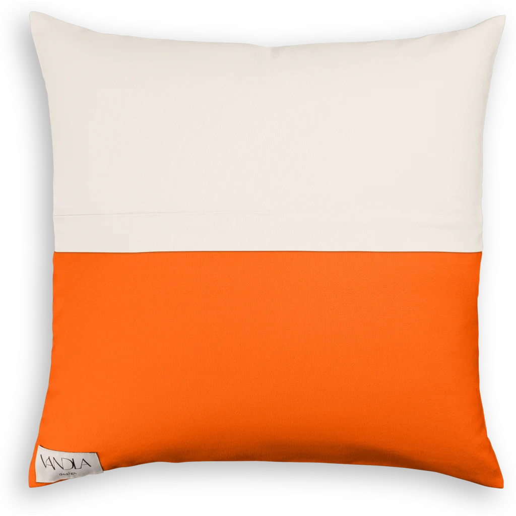 Modulare Kissenhülle Farbkombinationen mit Creme in Creme+Orange von Vandla design Größe 50x50 cm