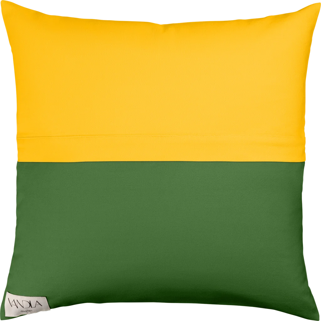 Modulare Kissenhülle Farbkombinationen mit Gelb in Gelb+Waldgrün Gelb+Grün von Vandla design Größe 50x50 cm