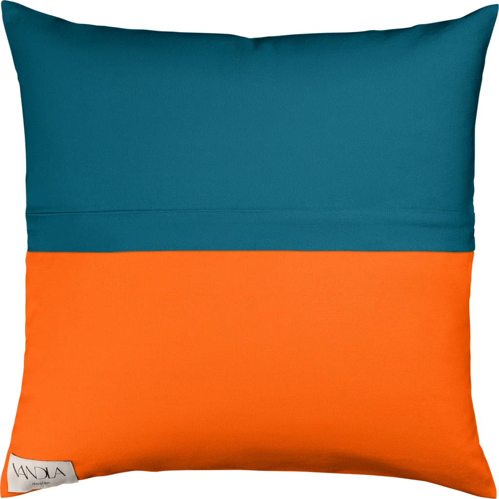 Modulare Kissenhülle Farbkombinationen mit Petrol in Petrol+Orange Blau+Orange von Vandla design Größe 50x50 cm