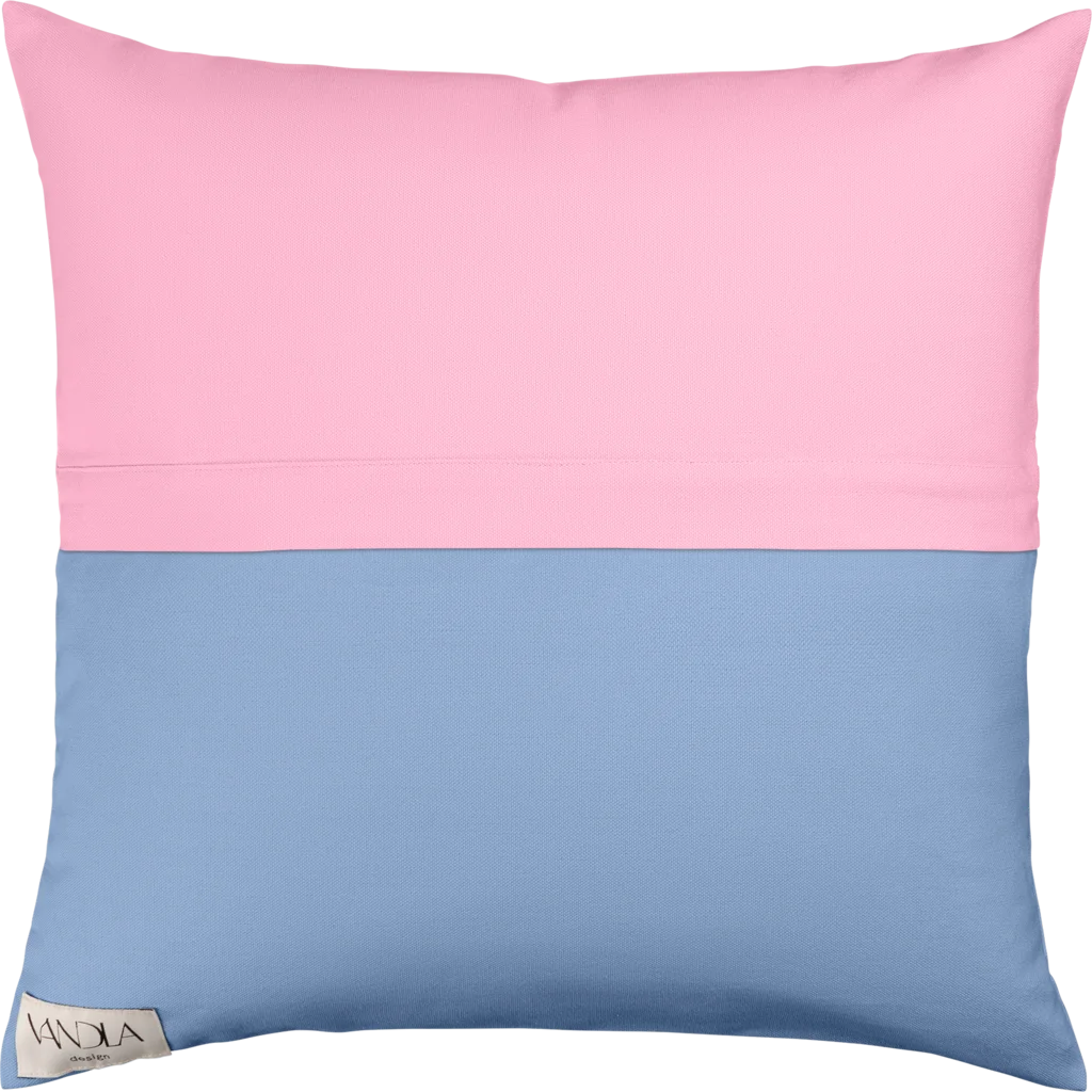 Modulare Kissenhülle Farbkombinationen mit Pink in Pink+Jeansblau Pink+Blau von Vandla design Größe 50x50 cm