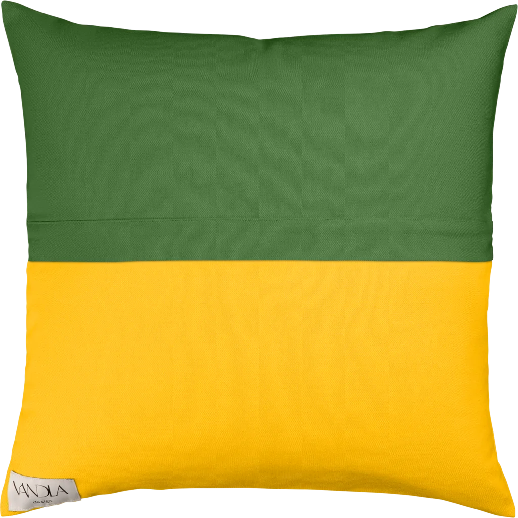 Modulare Kissenhülle Farbkombinationen mit Waldgrün in Waldgrün+Gelb Grün+Gelb von Vandla design Größe 50x50 cm