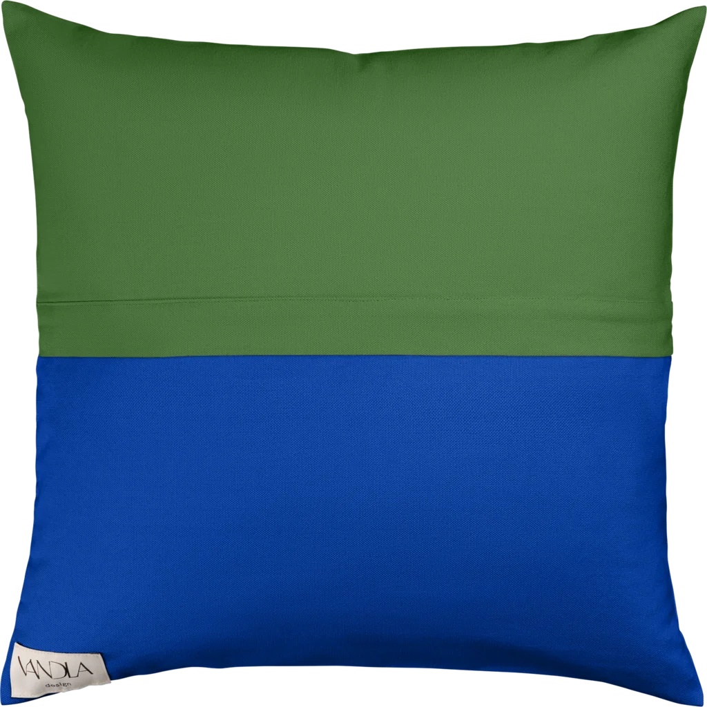 Modulare Kissenhülle Farbkombinationen mit Waldgrün in Waldgrün+Kobalt Grün+Blau von Vandla design Größe 50x50 cm