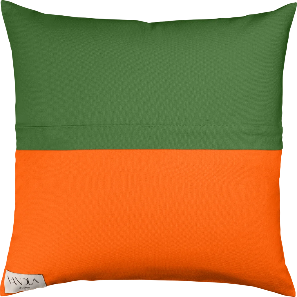 Modulare Kissenhülle Farbkombinationen mit Waldgrün in Waldgrün+Orange Grün+Orange von Vandla design Größe 50x50 cm