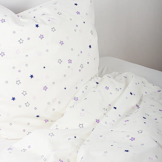 Perkal Baby-+Kinder-Bettwäsche Sterne Garnitur in Muster Sterne von KATHA covers Größe 100x135 + 40x60 cm