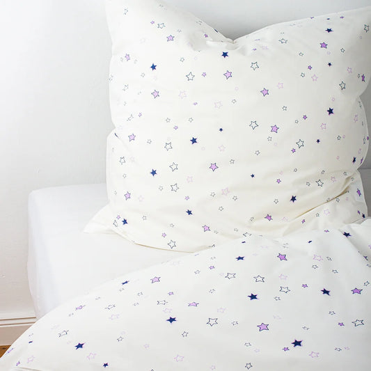 Perkal Kinder-Bettwäsche Sterne Garnitur in Muster Sterne von KATHA covers Größe 135x200 + 80x80 cm